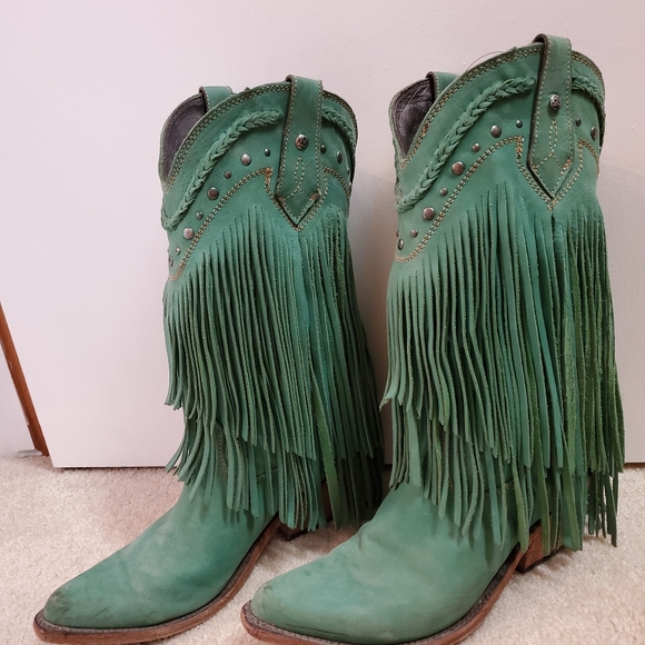 turquoise fringe cowboy boots